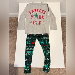 Carter’s Express Your Elf Kids Pajamas Gray/Green Sz 5 Christmas Holidays